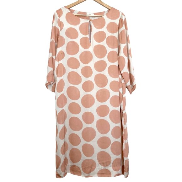 ottod'Ame Italy Silk Polka Dot Circle Print Midi Shift Dress - Picture 1 of 10